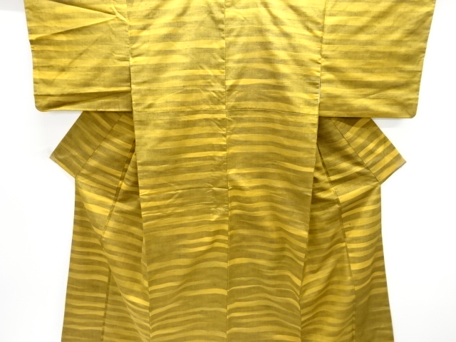 JAPANESE KIMONO / ANTIQUE KIMONO / SILK / TSUMUGI / WOVEN STRIPE